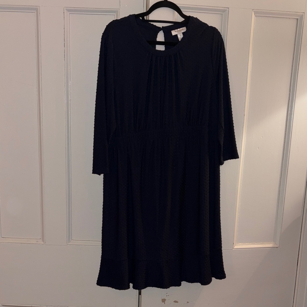 Motherhood Maternity Navy Textured Dot Maternity Dress
